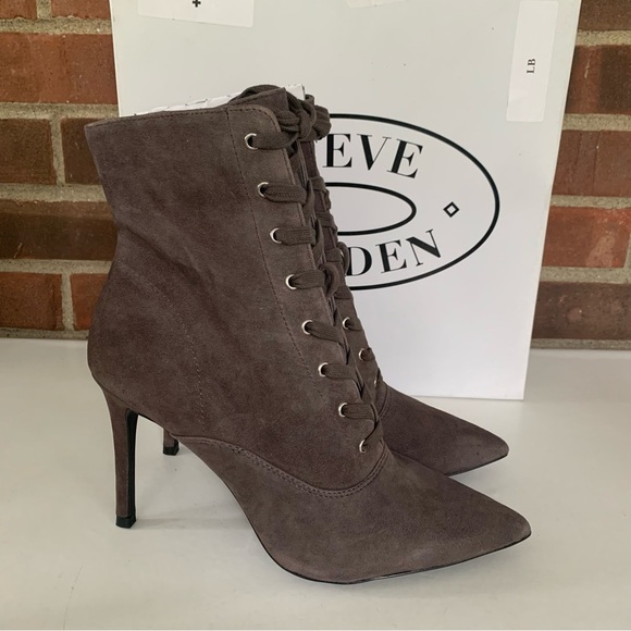 Steve Madden Women's Jinx High Heel Ankle Bootie Dress Dark Grey Suede US 8 M - Picture 1 of 9